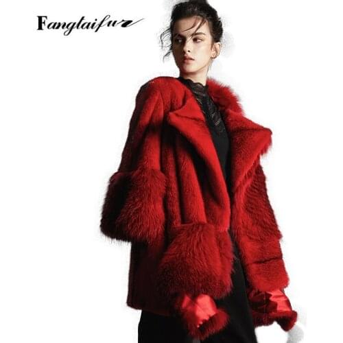 Fang Tai Fur 2019 Winter Import Velvet Mink Fur Coat Loss Turn-Down Collar Natural Fur Coats Womens Medium Real Mink Fur Coats