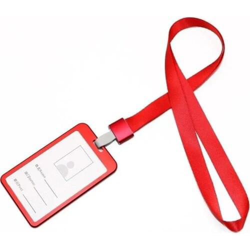 1PC Aluminum Alloy Work Work Card Holder with Lanyard Company Staff Employees Card Neck Strap Students Workers ID Badge Holder