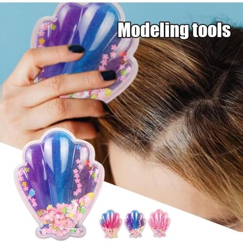 2021 Shell Shaped Detangling Hair Comb Cartoon Innovative Glitter Dry & Wet Anti-static Handheld Hair Brush For Girls Kids