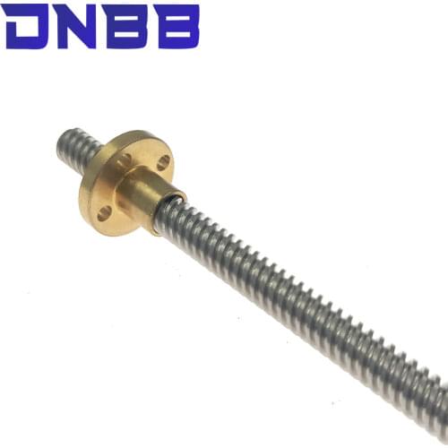 CNC 3D Printer T8 Lead Screw Pitch 2mm Lead 8mm 304 steel Length 300mm 350mm 400mm 450mm 500mm 600mm with Brass Nut For DIY