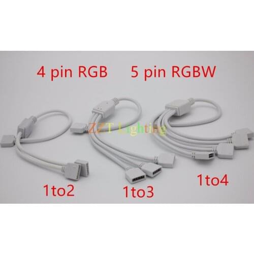4 Pin RGB 5pin RGBW Led Connector Cable 1 to 2 1 to 3 1 to 4 Female RGB Splitter Connector Cable For 3528/5050 LED RGB Strip