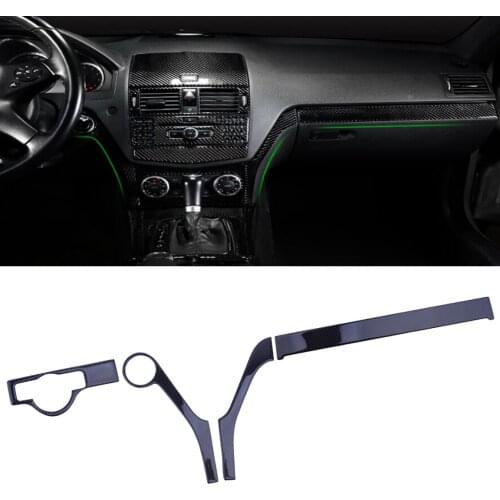 4Pcs Carbon Fiber LHD Interior Dashboard Panel Cover Trim Decal Fit for Mercedes-Benz C Class W204 2007 2008 2009 2010