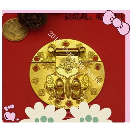 5.8cm + lock old Chinese antique copper lock open padlock box buckle Dong Heng