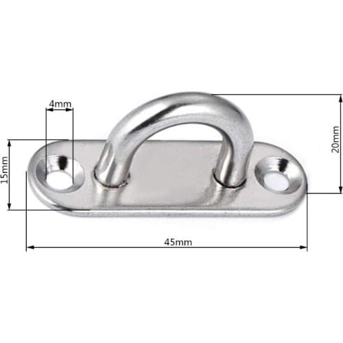 6Pcs 5mm Stainless Steel Eye Plate Oblong Pad Eye Plate Metal Staple Ring Hook Hardware