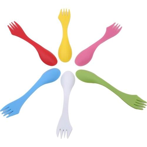 6Pcs/set 3 In 1 Spoon Fork Salad Fruit Spoon Camping Hiking Utensils Travel Hot Sale