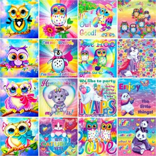 Diamond Painting Owl Square/Round Cross Stitch Diamond Embroidery Cartoon Bea Picture Kits Home Decor Handicraft Art Hobby Gift