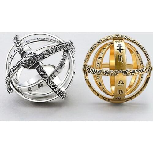 Astronomical Sphere Ball Ring Foldable Cosmic Finger Ring Band Fashion Jewelry For Couple