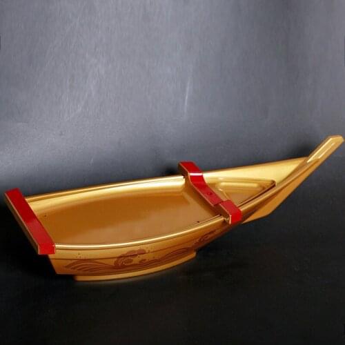 Japanese dragon boat sushi plate dry ice cooking boat ABS plastic salmon sashimi dish seafood and radish raw fish plate