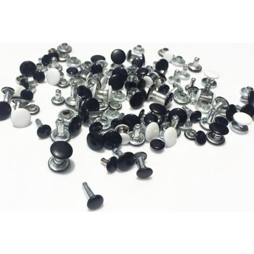 Black And White Round Double Sides Rivets Cap Stud For Bracelet Leather Craft Wallet Bag Hat Shoe Clothes Collar Accessories