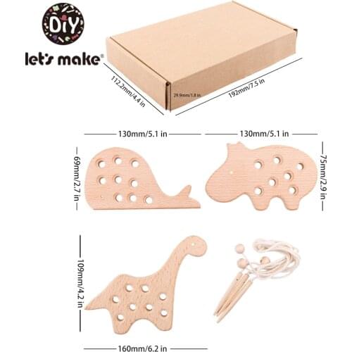 Lets Make Wooden Teether Lacing Animal Toys Educational Monterssori Toys Toddler Acticity Natural Eco Friendly Baby Teether