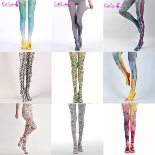 New Designs High Quality Flexiable Print Tights Fashion Paint Pattern Pantyhose Soft Winter Colorful Stockings For Womens Girls
