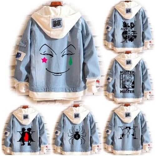 Anime Hisoka Cosplay Costume HUNTER×HUNTER Denim Jacket Gon Freecss Coaplay Coats Killua Zoldyck Hooded Sweater Kurapika