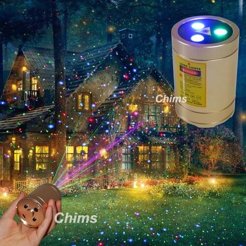 Chims Mini Outdoor Laser Projector RGB Star Points Handheld Portable Cordless for Xmas Garden Patio Landscape Camping Yard Gift