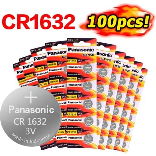 PANASONIC 3V CR1632 DL1632 ECR1632 LM1632 KL1632 Lithium Battery Button Coin Cell 100Pcs Suitable Supports Watch Calculator