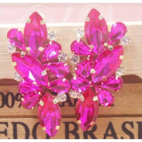 2019 new Lady Valentines Day Gifts earrings Zerong Colorful rhinestone champagne/red/fuchsia glass stone 1pcs delicate fashion