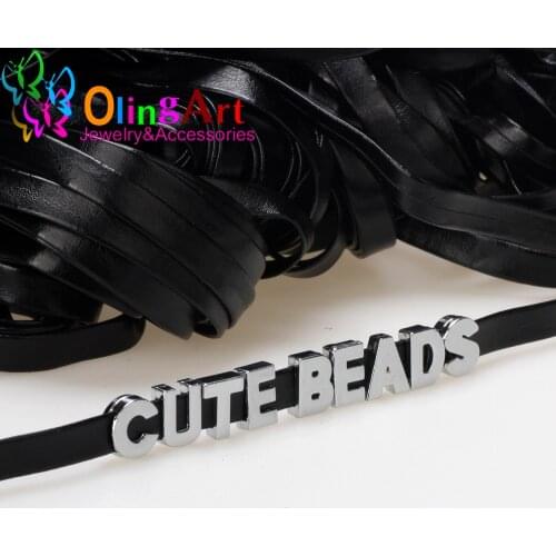 OlingArt 8*2mm 5M/lot black Colour Flat Simulation PU leather Rope/Cords DIY necklace Bracelet earrings choker jewelry making