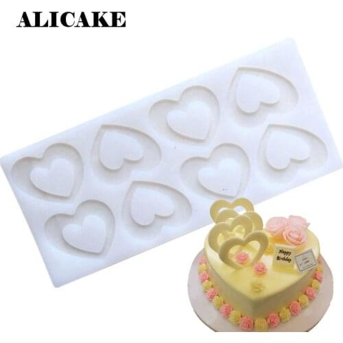 Food Grade Silicone Mold Heart Cake Rim Strip Lace Chocolate Fondant Baking Cake Decoration Mold Jelly Moulds Kitchen Gadgets