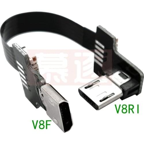 FPC Micro USB 2.0 5Pin Male to Female M to F Extension Connector Adapter Long Male Connector 90 Degree Right & Left Angled