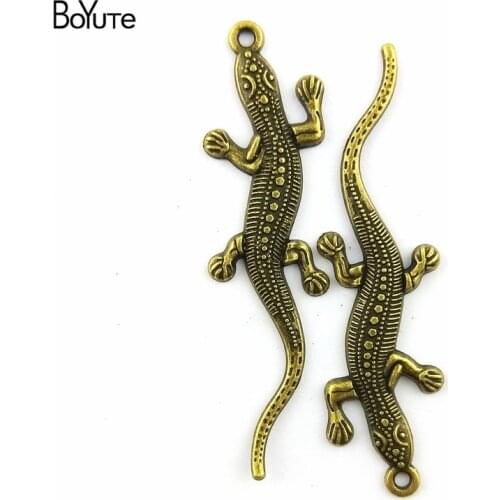 BoYuTe (40 Pieces/Lot) 56*15MM Antique Bronze Plated Zinc Alloy Materials Vintage Gecko Lizard Pendants for Jewelry Making