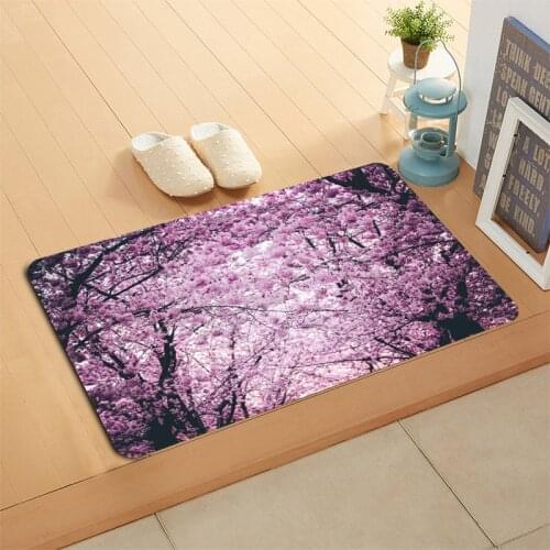 Custom Cherry Blossoms Doormat Floor/Bath/Kitchen Mat Flannel Sponge Fabric 3D Printed Shaggy Custom Decoration For Bedroom