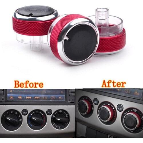 3pcs 4 Colors Car AC Knob Aluminum alloy Air Conditioning Heat Control Switch Accessories Suitable For Ford For Focus