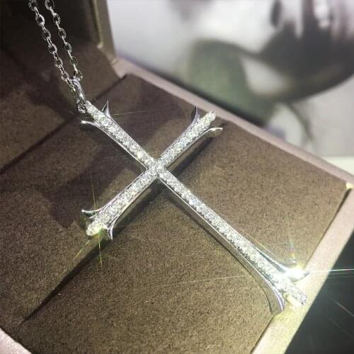 Huitan Chic Cross Necklace for Women Micro Paved Shiny Cz Stone Delicate Girls Accessories Daily Wear Party Fashion Jewelry 2021