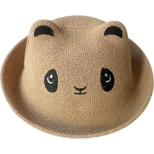 New Fashion Baby Boy Girl Cartoon Panda Hat Newest Boys Girls Cute Straw Hat 1-3TA