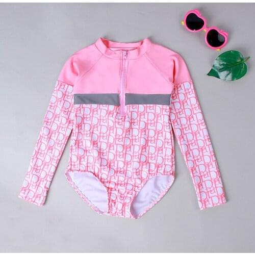 2021 new girls' one piece swimsuit sister style comfortable high elastic hot spring resort Pink Princess suit