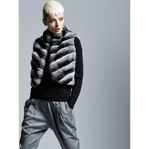 FURSARCAR High Quality Natural Rex Rabbit Fur Vest Real Rabbit Fur Women Winter Jacket High Street Style Elegant Female Clothes