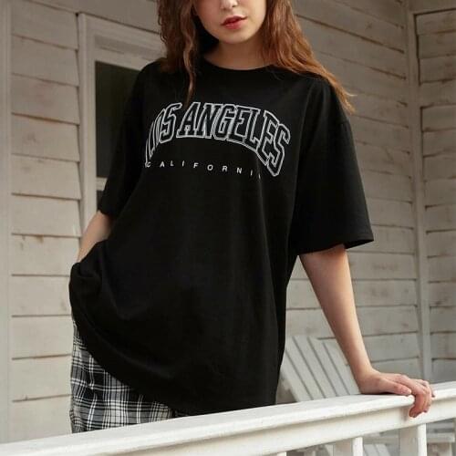 2021 Summer Letter T Shirt Women 2021 Summer Casual Loose Black Short Sleeve Tee Shirt Oversize Femme Plus Size Tops Tshirts