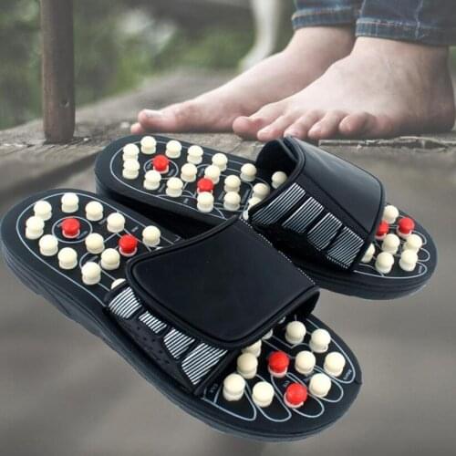 1 Pair Reflexology Sandals Non-Slip Foot Massage Slippers Foot Health Care Sandals wtih Adjustable Straps for Women Men Elderly