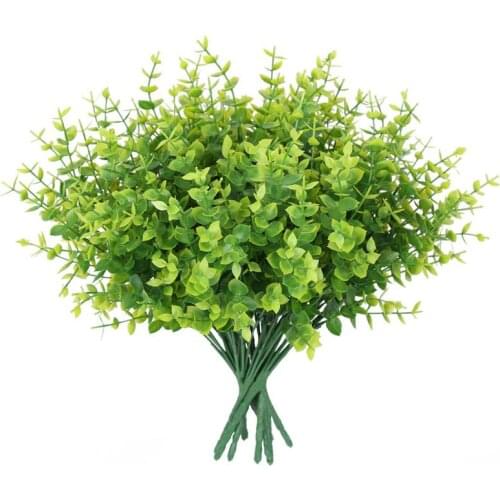 10 Pcs Artificial Plants Fake Eucalyptus Leaves 7 Forks Eucalyptus Leaves DIY Flower Arrangement Home Wedding Garden Decoration