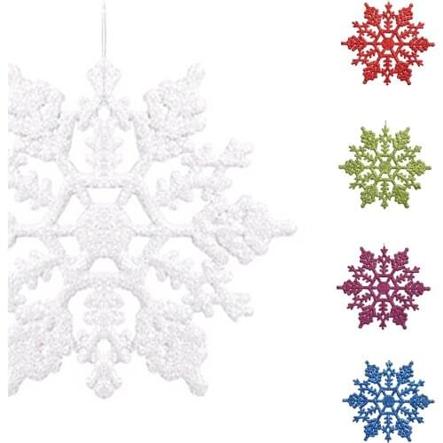 12pcs Plastic Christmas Xmas Snowflake Ornaments Tiny Sparkling Sequin Glitter Snow on String Wedding Decor
