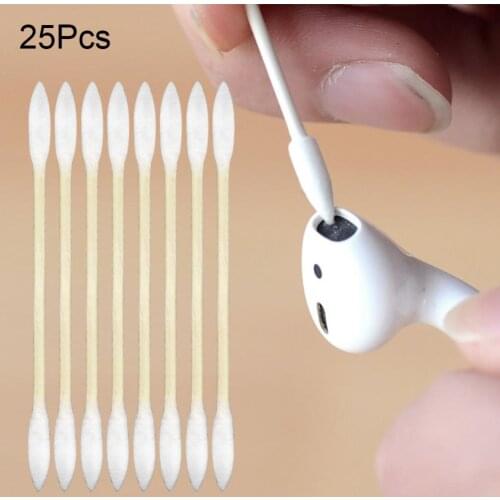 25Pcs/Pack Disposable Double-Head Cotton Swabs Buds Cleaning Tool for AirPods