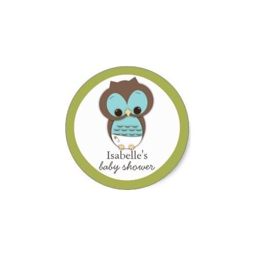 3.8cm Sweet Little Baby Boy Owl Favor Sticker