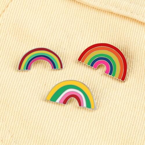 3 Style Rainbow Enamel Pins Colorful Women Alloy Brooches Kids Collar Lapel Pins Jewelry Gift for Girl Kids Friend Dropshipping