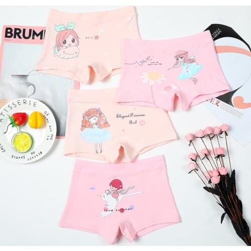 4 Pieces Per Lot High Quality Teen Underwear Boy Girl Underpants Cartoon Cute Soft Panties for Kid Wholesale Children Clothing