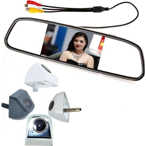 2 in 1 CCD CCD Car Rearview backup reversing Camera +4.3" CCD Car Mirror Monitor rear view mirror monitor car parking camera WF