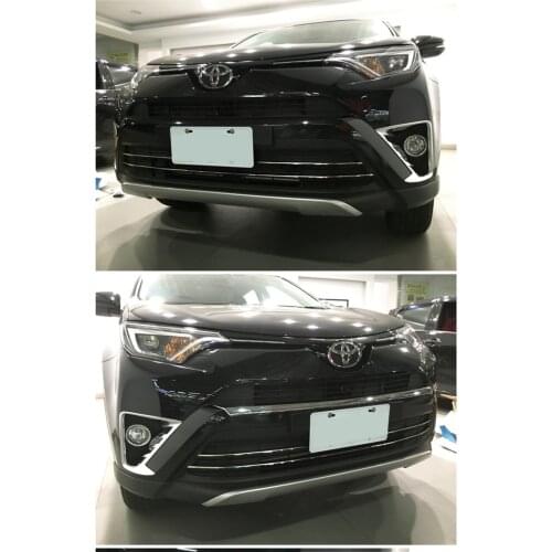 Car styling Fit For Toyota Rav4 2016 2017 Chrome Front Fog Light Head Lamp Cover Trim Bumper Mount Garnish Frame