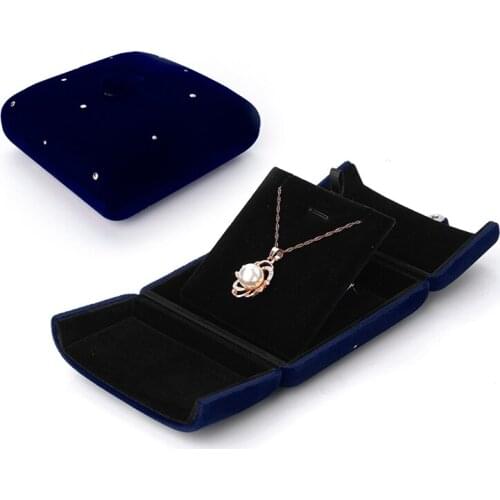 Velet Dark Blue Pendent Packaging Jewelry Box High Quality Women Earring Wedding Rings Bracelet Jewellery Holder For Lover Gifts
