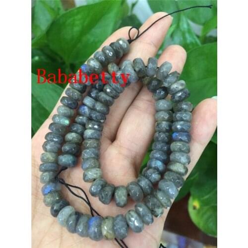 NEW 15" 8*5mm faceted labradorite roundel beads wholesale nature amazing quality