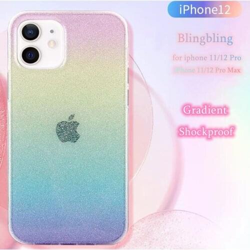 For iPhone 11 12 Pro Max Case Luxury Glitter Bling Gradient Rainbow Soft Silicone Phone Case For iPhone 11 12 11Pro Max Coque