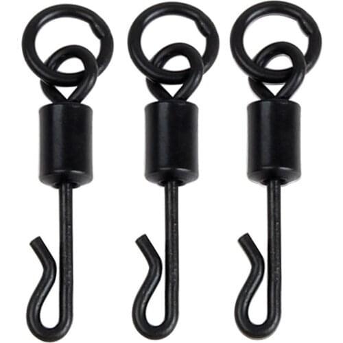 50pcs Black Rolling Quick Change Swivels with Solid Ring Carp Fishing Tackle