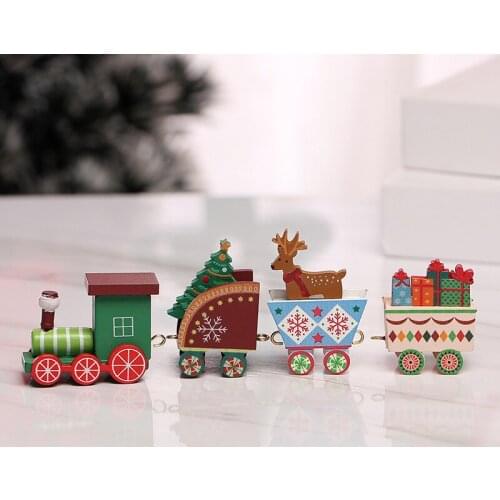 Wood Christma Ornament Kid Toys Crafts Present Window Navidad Little Train Souvenir Xmas
