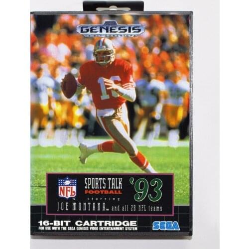 Sports Talk Football '93 Starring Joe Montana Game Cartridge 16 bit MD Game Card With Retail Box For Sega Mega Drive For Genesis