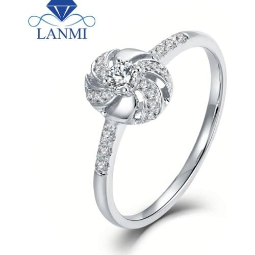 LANMI Fine Jewelry Au750 White Gold Shinning Diamond Wedding Promised Ring For Women Anniversary 18K Gold Diamond Rings