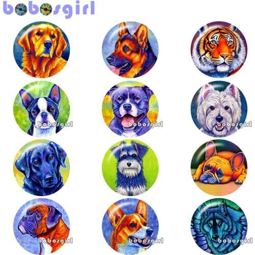 Animal dog wolf color Round photo glass cabochon demo flat back Making findings 12mm/18mm/20mm/25mm B5002