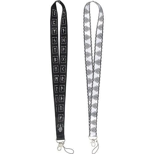 MD717 DMLSKY Old Style Retro Viking Black Amulet Vintage Norse Runes Jewelry Punk Lanyard for Women and Men