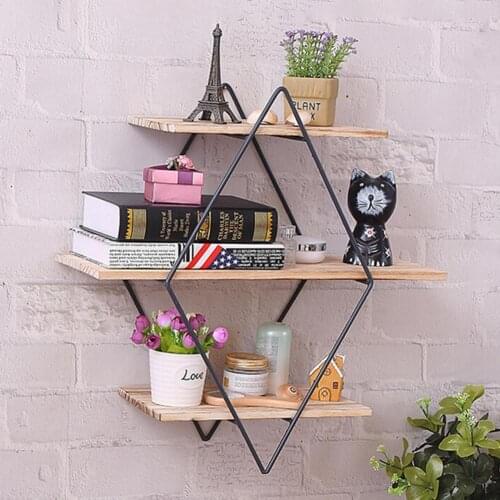 Metal Wood Storage Rack Wall Book Figurine Bonsai Holder Display Shelf Organizer