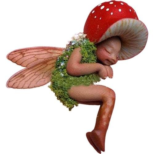 Mini Sleeping Mushroom Fairy Statue Hand Painted Resin Crafts Ornament for Home Garden Office Decoration JDH88